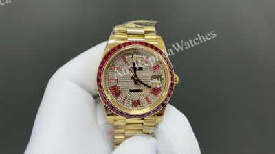 8+ Factory Rolex Daydate 36/40mm DD 3255 Movement Diamond/Black Face Diamond Bezel Watch